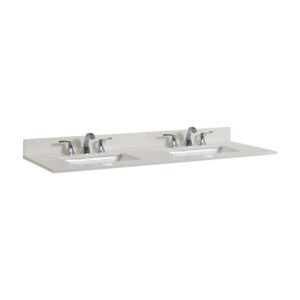 Altair 61061-CTP-MW Belluno 61 Inch Double Bathroom Vanity Top in Milano White with Ceramic Rectangle Undermount Sinks