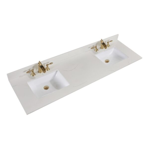 Altair 61073-CTP-MW Belluno 73 Inch Single Bathroom Vanity Top in Milano White with Ceramic Rectangle Undermount Sink