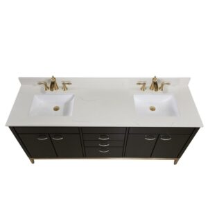 Altair 61073-CTP-MW Belluno 73 Inch Single Bathroom Vanity Top in Milano White with Ceramic Rectangle Undermount Sink