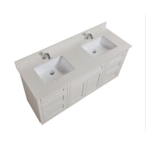 Altair 61SF61-MW-CTP Belluno 61 Inch Stone effects Vanity Top in Milano White with White Sink