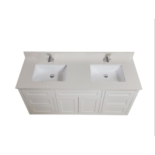 Altair 61SF61-MW-CTP Belluno 61 Inch Stone effects Vanity Top in Milano White with White Sink