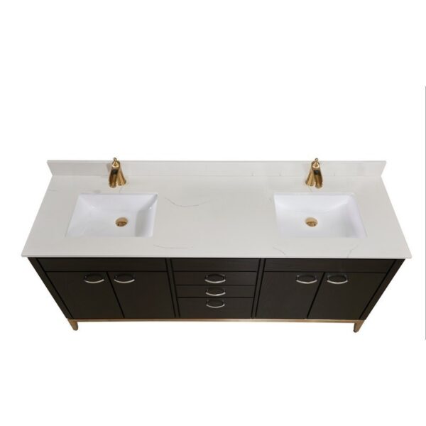 Altair 61SF73-MW-CTP Belluno 73 Inch Stone effects Vanity Top in Milano White with White Sink