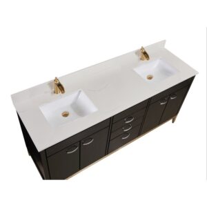 Altair 61SF73-MW-CTP Belluno 73 Inch Stone effects Vanity Top in Milano White with White Sink