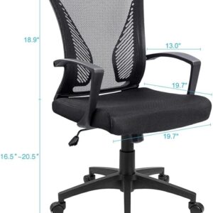 RetailHuntUSA Office Chair Mid Back Swivel Lumbar Support Desk Chair, Computer Ergonomic Mesh Chair with Armrest (Black)