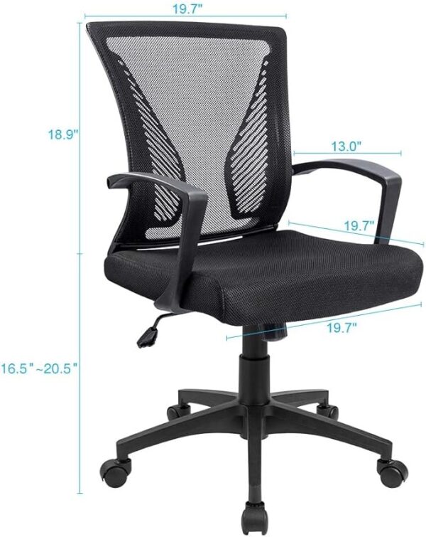 RetailHuntUSA Office Chair Mid Back Swivel Lumbar Support Desk Chair, Computer Ergonomic Mesh Chair with Armrest (Black)