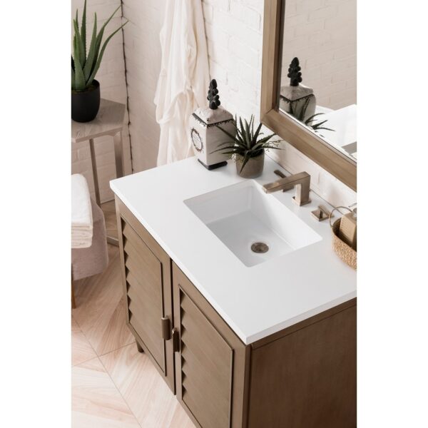 James Martin 620-V36-3WZ Portland 36 Inch Single Vanity with 3cm White Zeus Quartz Top