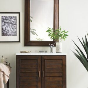 James Martin 620-V36-BNM-3AF Portland 36 Inch Single Vanity in Burnished Mahogany with 3 cm Arctic Fall Solid Surface Top