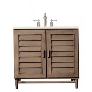 James Martin 620-V36-WW-3EMR Portland 36 Inch Single Vanity Whitewashed Walnut with 3 CM Eternal Marfil Quartz Top