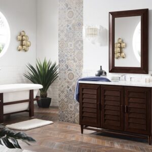 James Martin 620-V48-BNM-3CAR Portland 48 Inch Single Vanity in Burnished Mahogany with 3 cm Carrara Marble Top