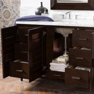 James Martin 620-V48-BNM-3CAR Portland 48 Inch Single Vanity in Burnished Mahogany with 3 cm Carrara Marble Top