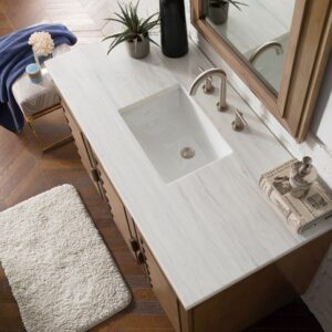 James Martin 620-V48-WW-3AF Portland 48 Inch Single Vanity in Whitewashed Walnut with 3 cm Arctic Fall Solid Surface Top