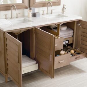 James Martin 620-V60D-WW Portland 60 Inch Double Vanity in Whitewashed Walnut