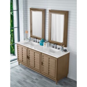 James Martin 620-V72-WW-3WZ Portland 72 Inch Double Vanity in Whitewashed Walnut with 3cm White Zeus Quartz Top