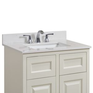 Altair 62031-CTP-JW Frosinone 31 Inch Single Bathroom Vanity Top in Jazz White with Ceramic Rectangle Undermount Sink