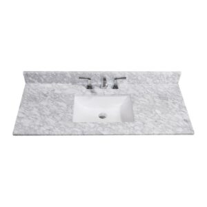 Altair 64049-CTP-CA Oristano 49 Inch Single Bathroom Vanity Top in Italian Carrara White with Ceramic Rectangle Undermount Sink