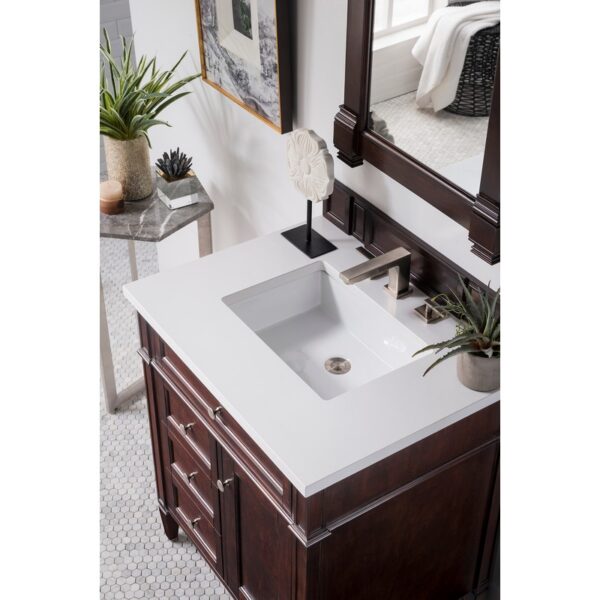 James Martin 650-V30-3WZ Brittany 30 Inch Single Vanity with 3cm White Zeus Quartz Top