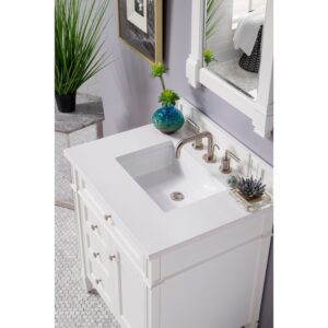 James Martin 650-V30-3WZ Brittany 30 Inch Single Vanity with 3cm White Zeus Quartz Top