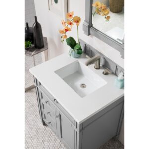 James Martin 650-V30-3WZ Brittany 30 Inch Single Vanity with 3cm White Zeus Quartz Top