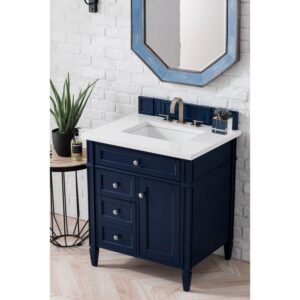 James Martin 650-V30-3WZ Brittany 30 Inch Single Vanity with 3cm White Zeus Quartz Top