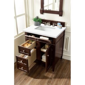 James Martin 650-V30-3WZ Brittany 30 Inch Single Vanity with 3cm White Zeus Quartz Top