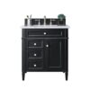 James Martin 650-V30-BKO-3CAR Brittany 30 Inch Single Vanity in Black Onyx with 3 cm Carrara Marble Top