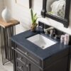 James Martin 650-V30-BKO-3CSP Brittany 30 Inch Single Vanity in Black Onyx with 3 cm Charcoal Soapstone Quartz Top with Sink