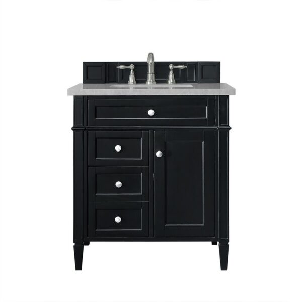 James Martin 650-V30-BKO-3ESR Brittany 30 Inch Single Vanity in Black Onyx with 3 CM Eternal Serena Quartz Top