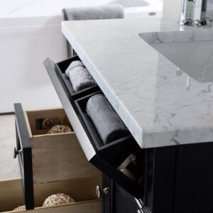 James Martin 650-V30-BKO-3CAR Brittany 30 Inch Single Vanity in Black Onyx with 3 cm Carrara Marble Top