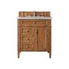 James Martin 650-V30-SBR-3ESR Brittany 30 Inch Single Vanity in Saddle Brown with 3 CM Eternal Serena Quartz Top