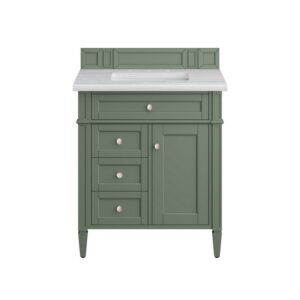 James Martin 650-V30-SC-3AF Brittany 30 Inch Smokey Celadon Single Sink Vanity with 3 cm Arctic Fall Top