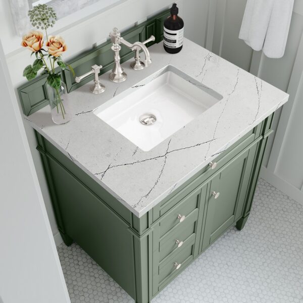 James Martin 650-V30-SC-3ENC Brittany 30 Inch Smokey Celadon Single Sink Vanity with 3 cm Ethereal Noctis Top