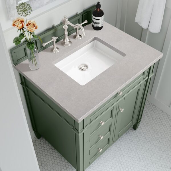 James Martin 650-V30-SC-3ESR Brittany 30 Inch Smokey Celadon Single Sink Vanity with 3 cm Eternal Serena Top