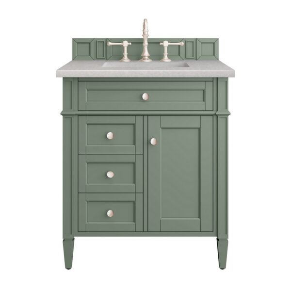 James Martin 650-V30-SC-3ESR Brittany 30 Inch Smokey Celadon Single Sink Vanity with 3 cm Eternal Serena Top