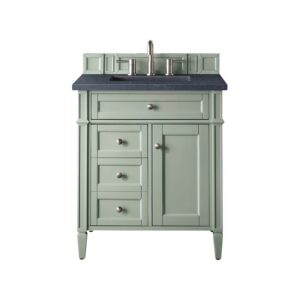 James Martin 650-V30-SGR-3CSP Brittany 30 Inch Single Vanity in Sage Green with 3 CM Charcoal Soapstone Quartz Top