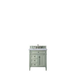 James Martin 650-V30-SGR-3EJP Brittany 30 Inch Single Vanity in Sage Green with 3 CM Eternal Jasmine Pearl Quartz Top