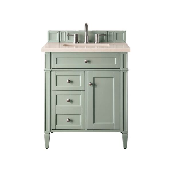 James Martin 650-V30-SGR-3EMR Brittany 30 Inch Single Vanity in Sage Green with 3 CM Eternal Marfil Quartz Top