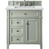 James Martin 650-V30-SGR-3ENC Brittany 30 Inch Single Vanity Cabinet with Ethereal Noctis Quartz Top - Sage Green