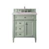 James Martin 650-V30-SGR-3ESR Brittany 30 Inch Single Vanity in Sage Green with 3 CM Eternal Serena Quartz Top