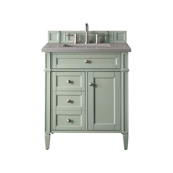 James Martin 650-V30-SGR-3GEX Brittany 30 Inch Single Vanity in Sage Green with 3 CM Grey Expo Quartz Top