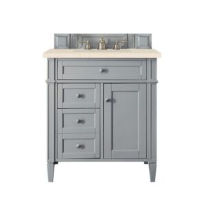 James Martin 650-V30-UGR-3EMR Brittany 30 Inch Single Vanity in Urban Gray with 3 CM Eternal Marfil Quartz Top