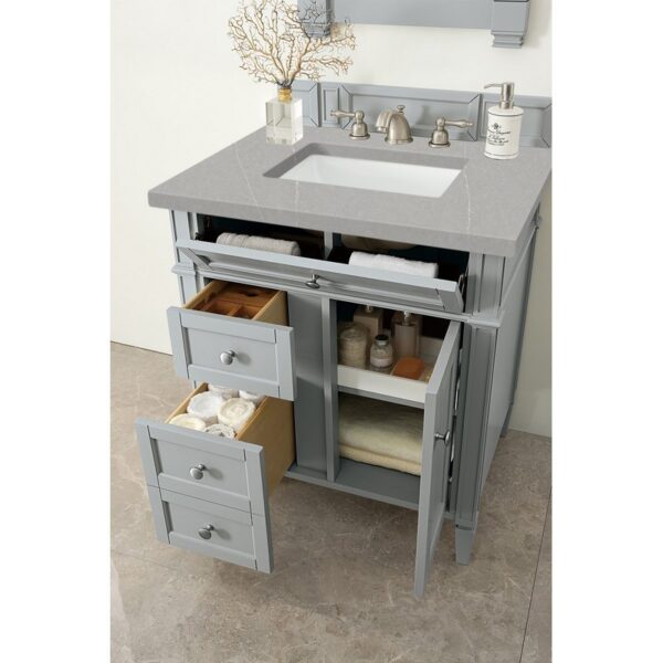 James Martin 650-V30-UGR-3ESR Brittany 30 Inch Single Vanity in Urban Gray with 3 CM Eternal Serena Quartz Top