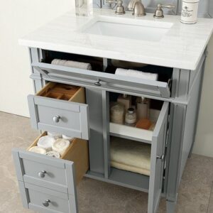 James Martin 650-V30-UGR-3CAR Brittany 30 Inch Single Vanity in Urban Gray with 3 cm Carrara Marble Top