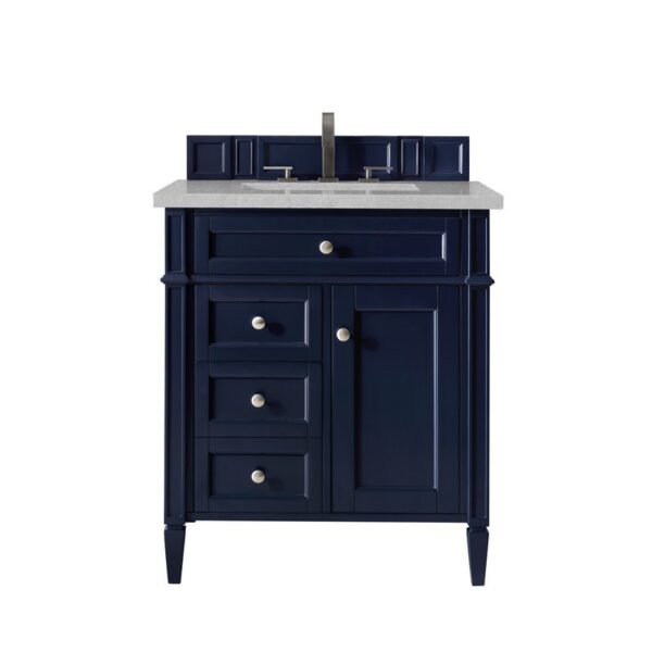 James Martin 650-V30-VBL-3ESR Brittany 30 Inch Single Vanity in Victory Blue with 3 CM Eternal Serena Quartz Top