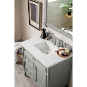 James Martin 650-V36-3WZ Brittany 36 Inch Single Vanity with 3cm White Zeus Quartz Top