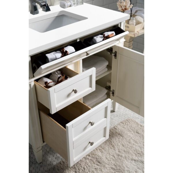 James Martin 650-V36-3WZ Brittany 36 Inch Single Vanity with 3cm White Zeus Quartz Top