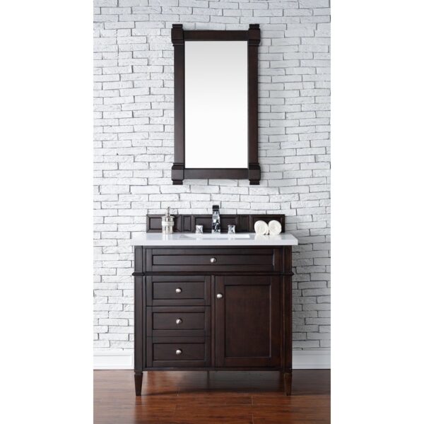 James Martin 650-V36-3WZ Brittany 36 Inch Single Vanity with 3cm White Zeus Quartz Top