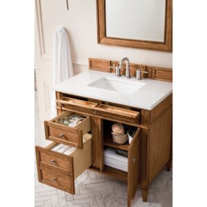 James Martin 650-V36-3WZ Brittany 36 Inch Single Vanity with 3cm White Zeus Quartz Top