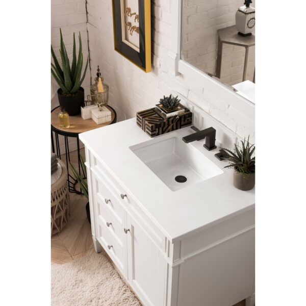 James Martin 650-V36-3WZ Brittany 36 Inch Single Vanity with 3cm White Zeus Quartz Top