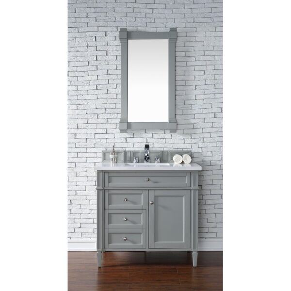 James Martin 650-V36-3WZ Brittany 36 Inch Single Vanity with 3cm White Zeus Quartz Top