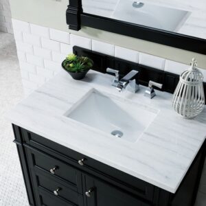 James Martin 650-V36-BKO-3AF Brittany 36 Inch Black Onyx Single Vanity with 3 cm Arctic Fall Solid Surface Top